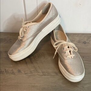 Keds Women's shimmer rose gold lace up Sneakers - US8